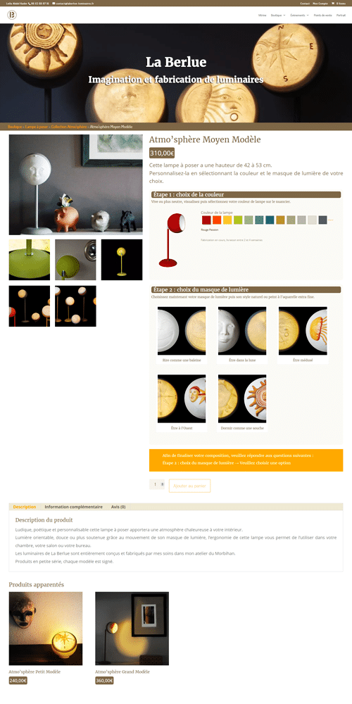 La Berlue luminaires - page produit