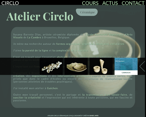 Atelier Circlo céramique - Menu